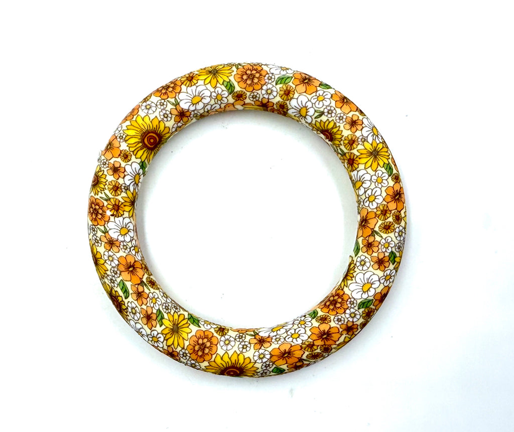 65mm Sunflower & Daisy Print Silicone Ring With Holes