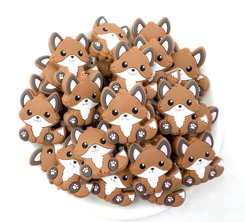 Brown Fox Silicone Beads