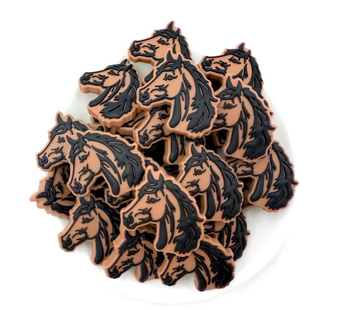 Brown Horse Head Silicone Focal Beads