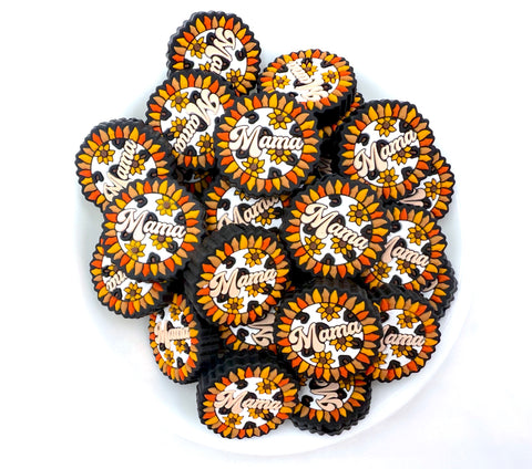 Mama Sunflower Silicone Focal Beads