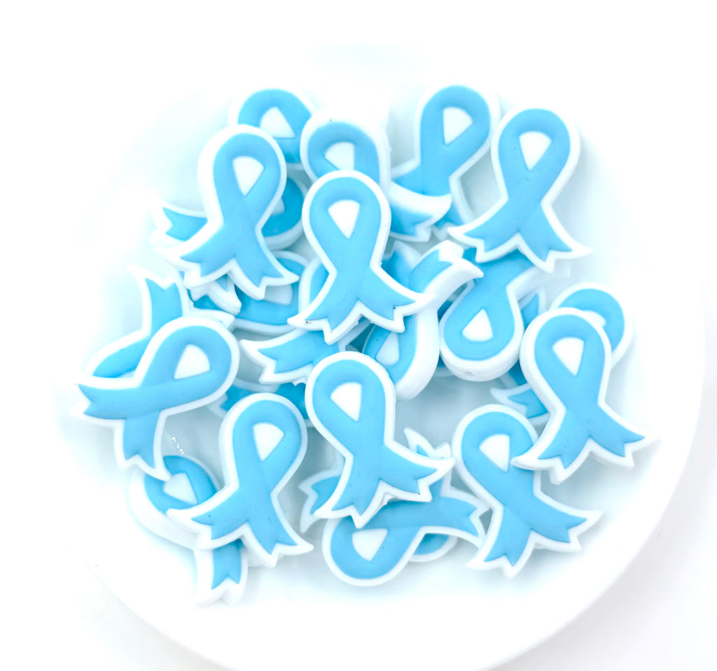 Light Blue Awareness Ribbon Silicone Focal Beads