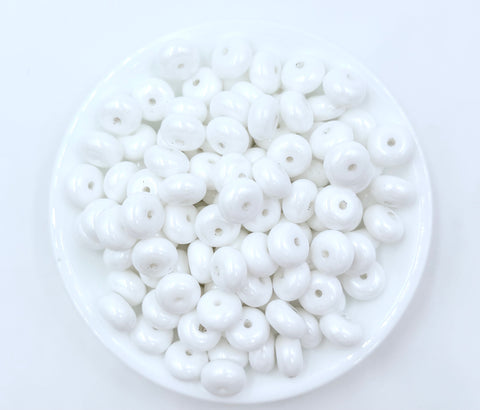 14mm White Opal Mini Abacus Silicone Beads