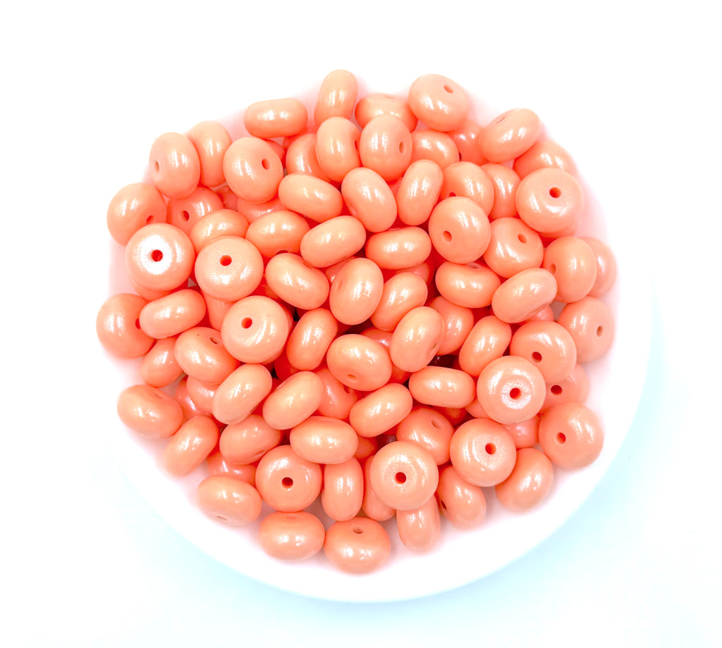 14mm Peach Peony Opal Mini Abacus Silicone Beads