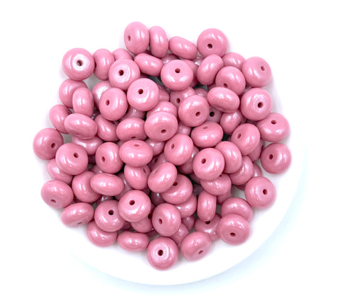 14mm Dusty Rose Opal Mini Abacus Silicone Beads