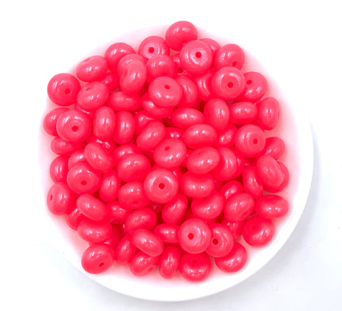 14mm Shocking Pink Opal Mini Abacus Silicone Beads