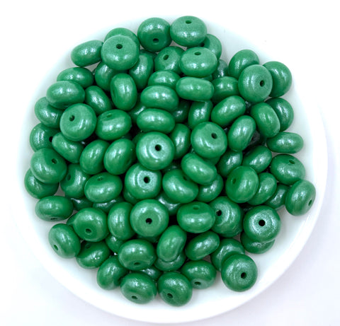 14mm Dark Green Opal Mini Abacus Silicone Beads