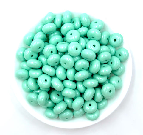 14mm Mint Opal Mini Abacus Silicone Beads