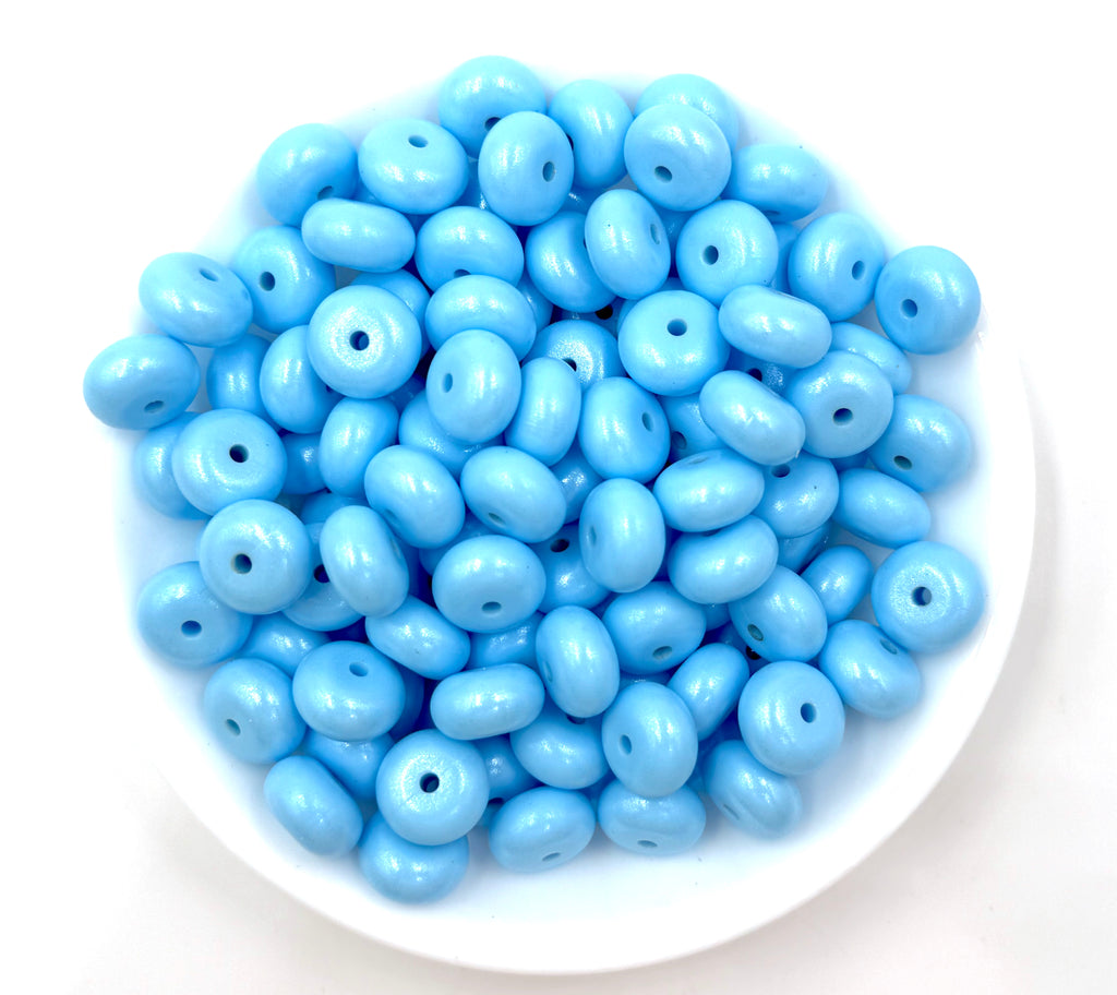 14mm Light Blue Opal Mini Abacus Silicone Beads