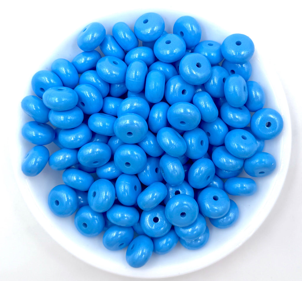 14mm Electric Blue Opal Mini Abacus Silicone Beads