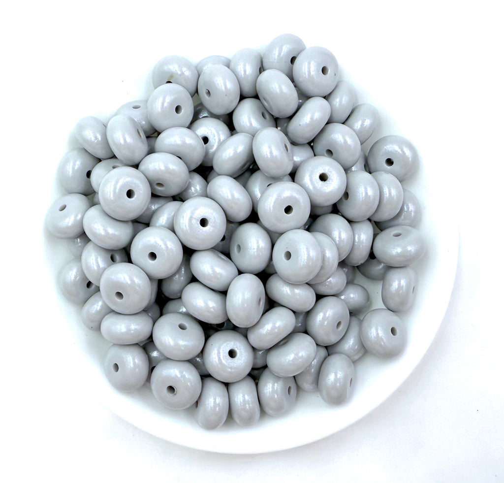 14mm Light Gray Opal Mini Abacus Silicone Beads