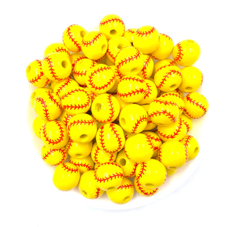 16mm Softball Wood Round Beads