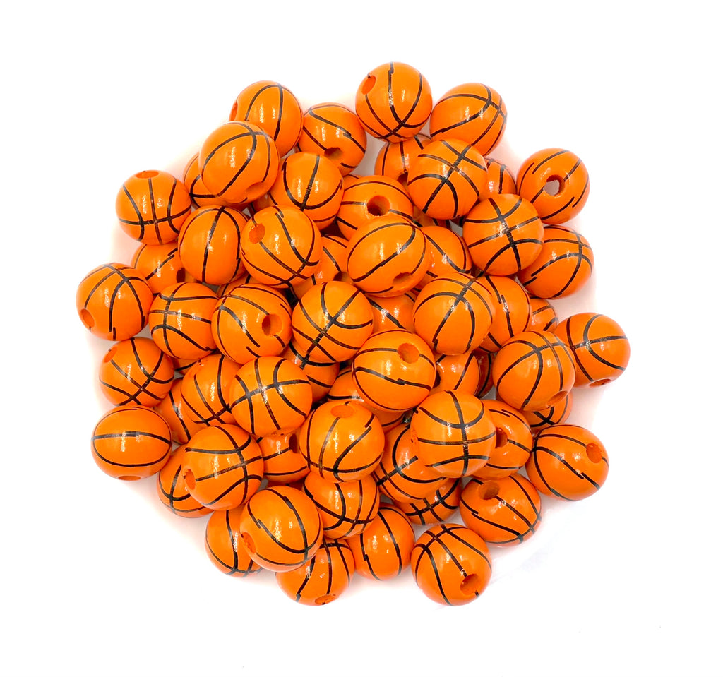 16mm Basketball Wood Round Beads