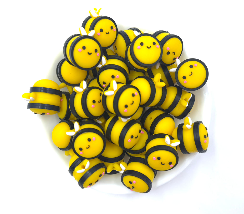 3D Chunky Bumblebee Silicone Focal Beads