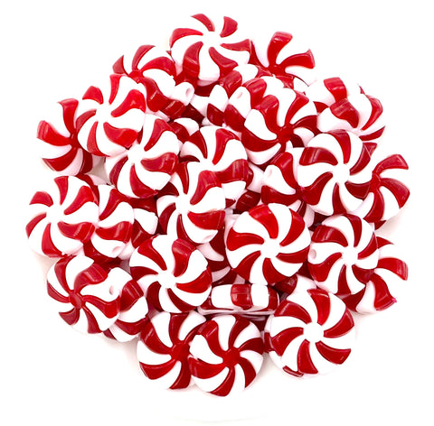 24mm Peppermint Candy Coin Chunky Beads--Red