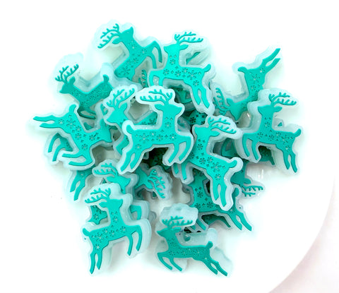 Turquoise Reindeer Silicone Focal Beads