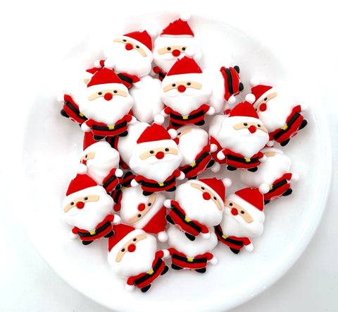 Santa Face 3D Christmas Silicone Focal Beads