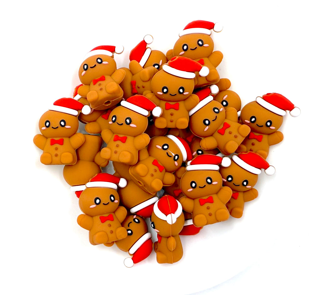 Gingerbread Man 3D Christmas Silicone Focal Beads