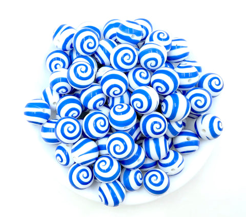 15mm Swirl Silicone Beads--Blue