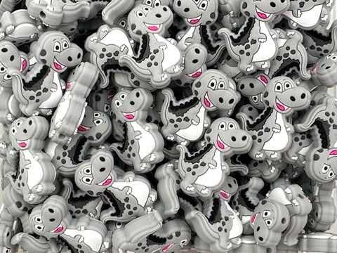 Dinosaur Silicone Focal Beads--Gray