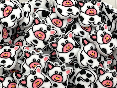 Chunky Cow Silicone Focal Beads--White