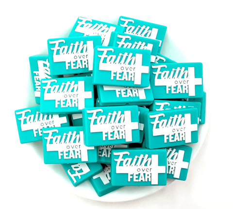 Faith Over Fear Silicone Focal Beads--Turquoise