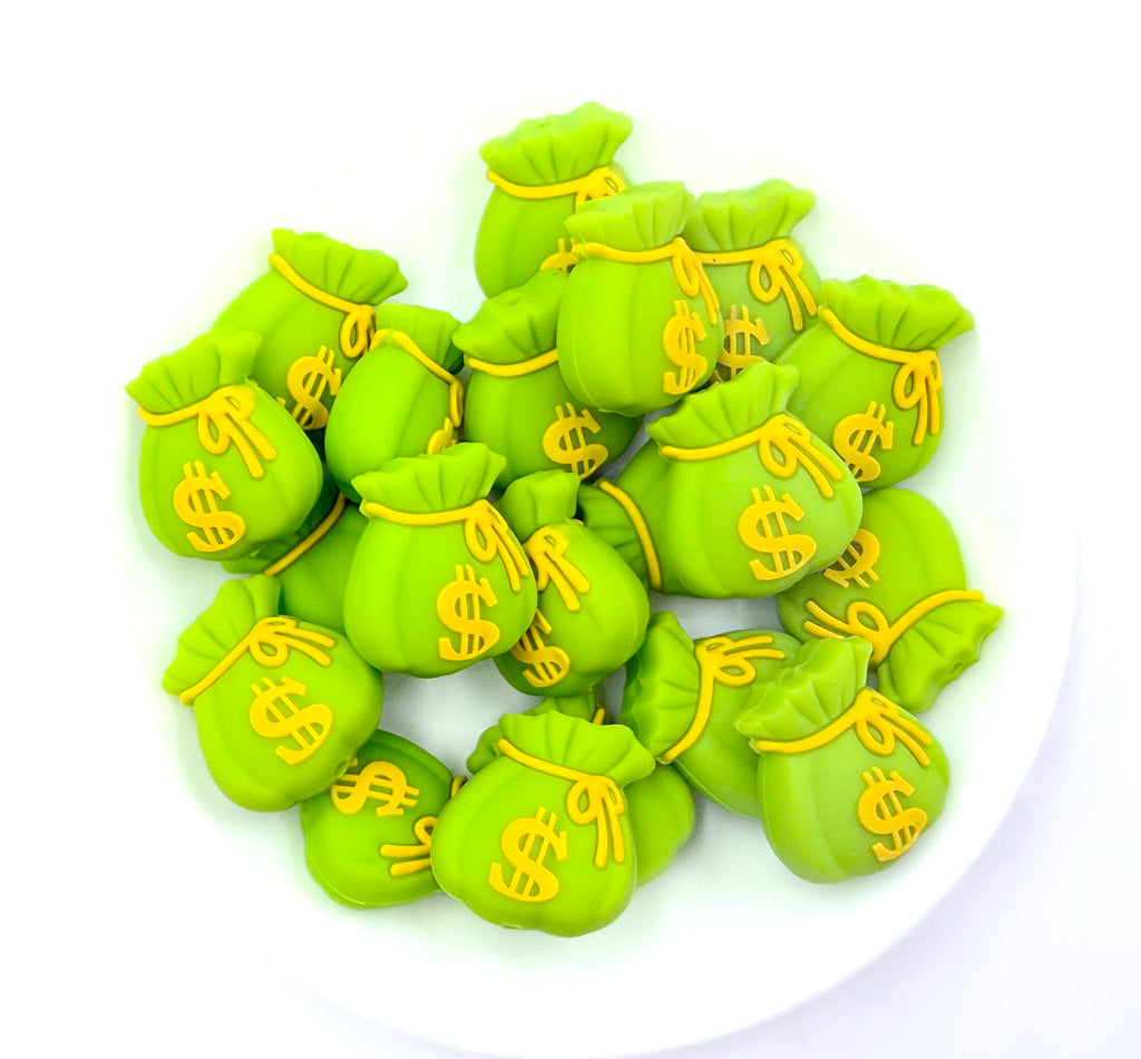 Money Bag 3D Silicone Focal Beads