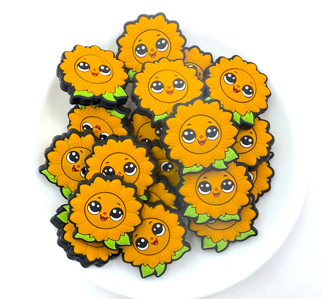 Happy Sunflower Silicone Focal Beads