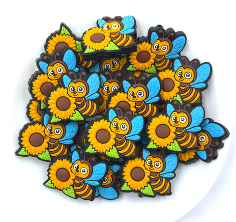 Sunflower & Bumblebee Silicone Focal Beads