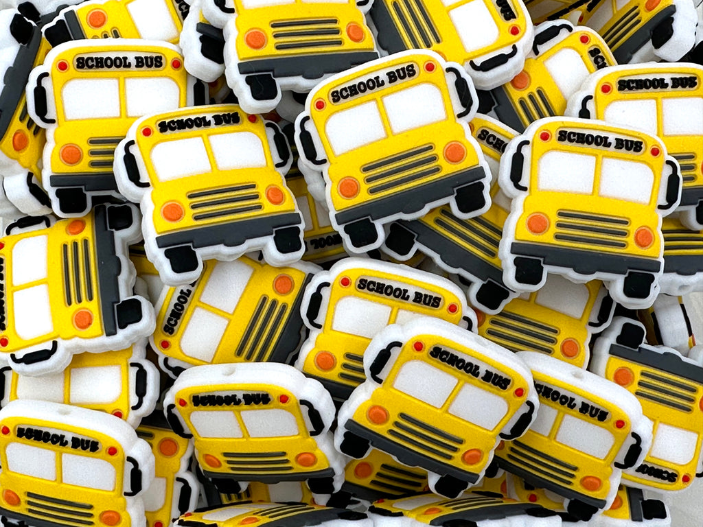 New! School Bus Silicone Beads