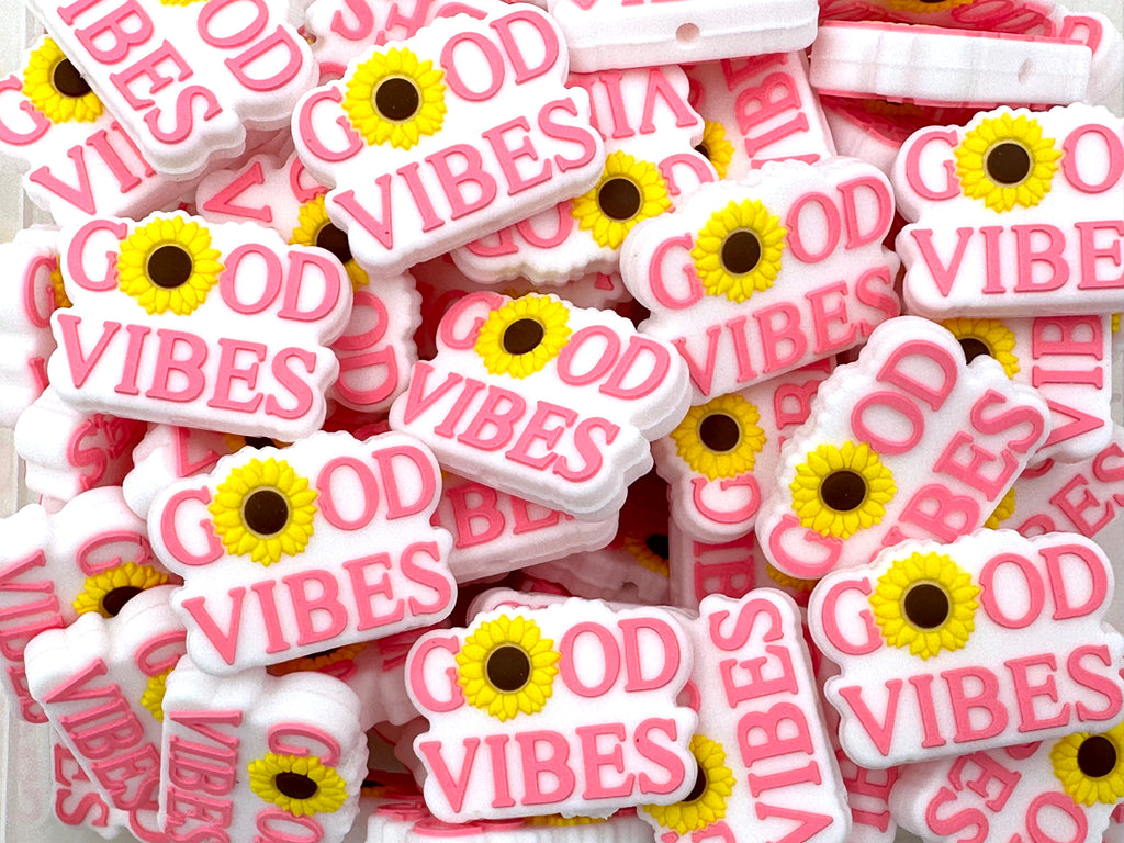 Good Vibes Sunflower Silicone Focal Beads--Pink