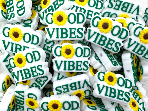 Good Vibes Sunflower Silicone Focal Beads--Green