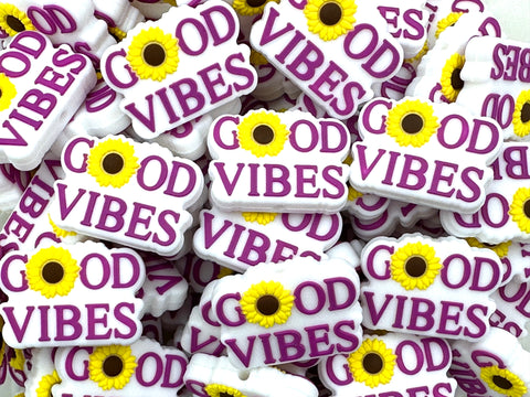 Good Vibes Sunflower Silicone Focal Beads--Purple