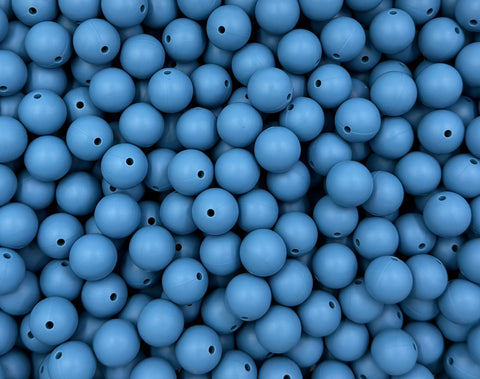 15mm Ocean Blue Silicone Beads