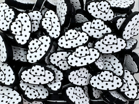Black & White Polka Dot Sun Hat Silicone Focal Beads