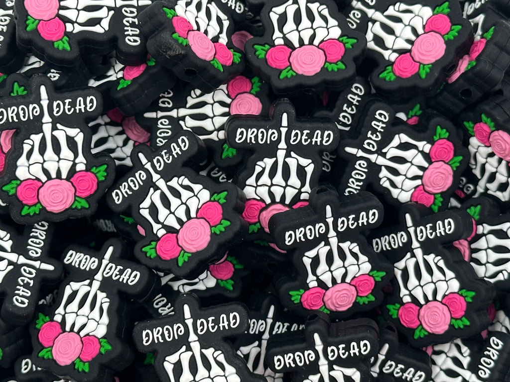 Drop Dead Silicone Focal Beads--Black