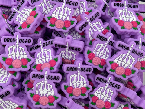 Drop Dead Silicone Focal Beads--Purple