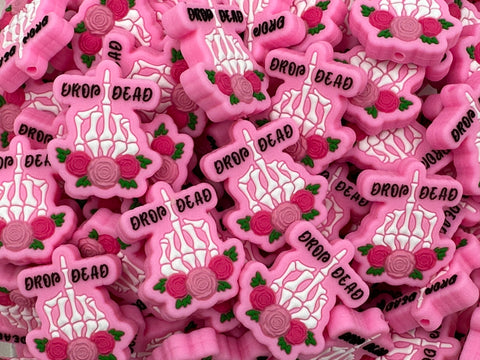 Drop Dead Silicone Focal Beads--Pink