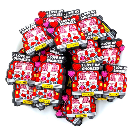 I Love My Gnomies Valentine's Day Silicone Focal Beads