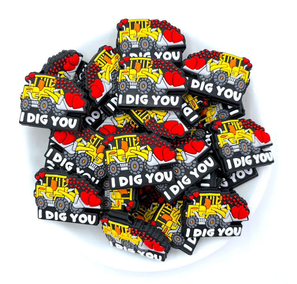 I Dig You Valentine's Day Silicone Focal Beads