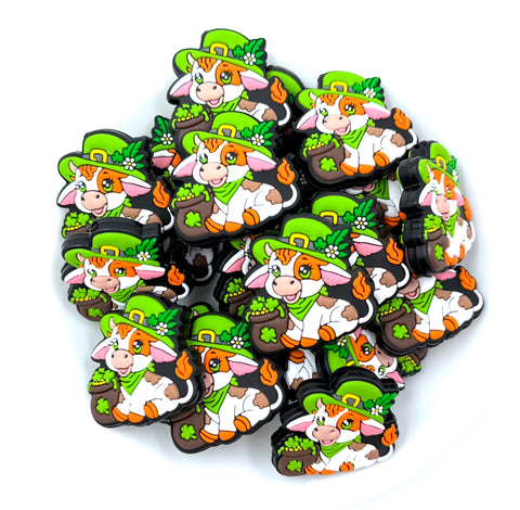 St Patrick's Day Cow Silicone Focal Beads