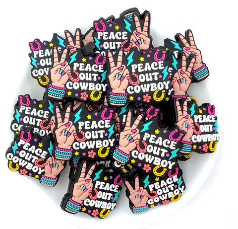 Peace Out Cowboy Silicone Focal Beads