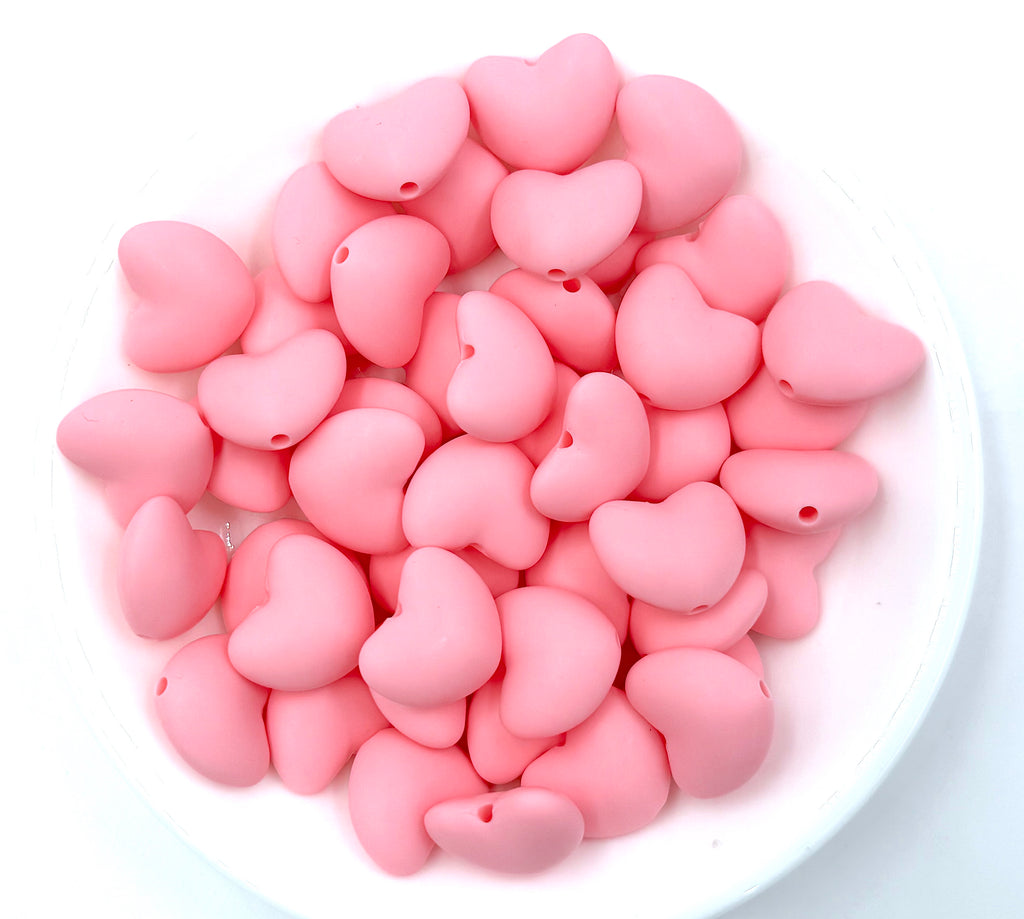 20mm Pink Quartz Heart Valentine's Day Silicone Beads