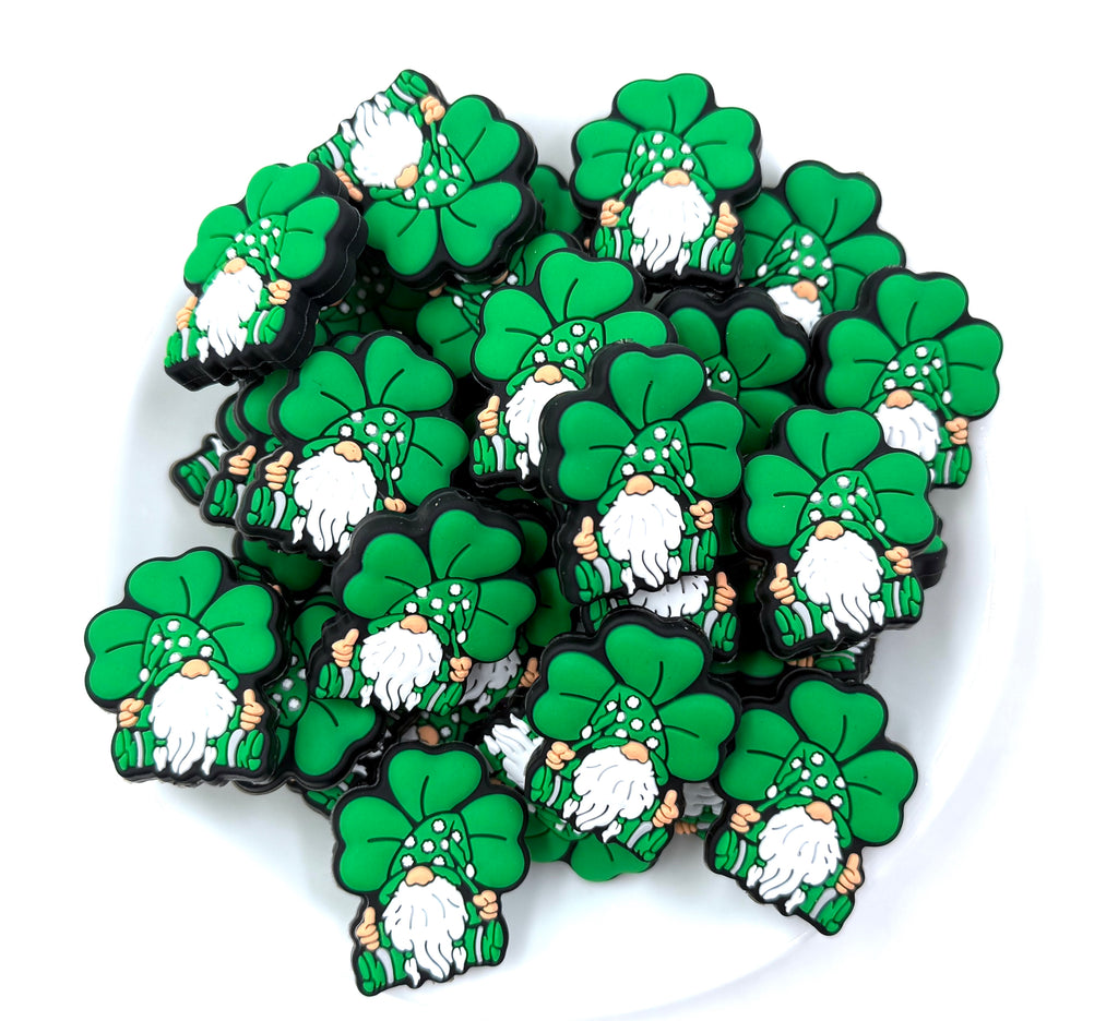 St Patrick's Day Gnome & Clover Silicone Focal Beads