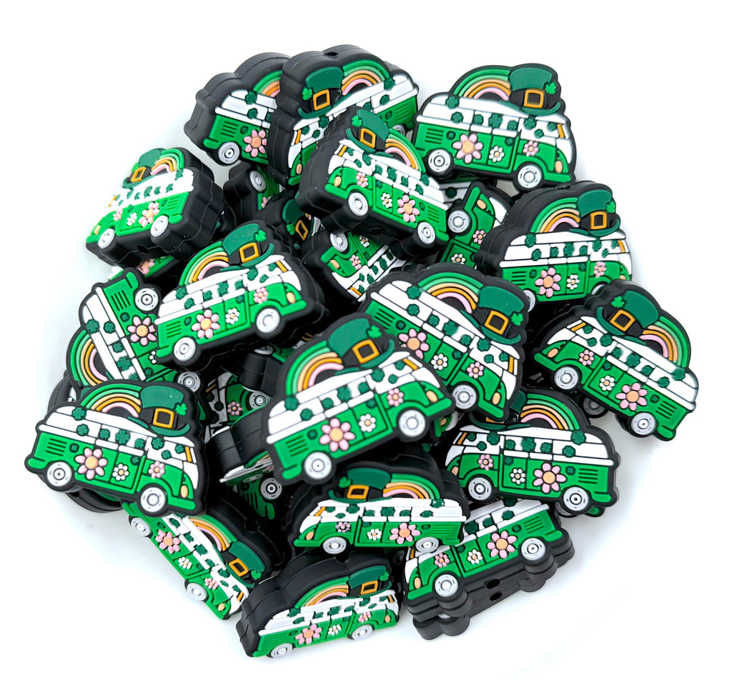 St Patrick's Day Van Silicone Focal Beads