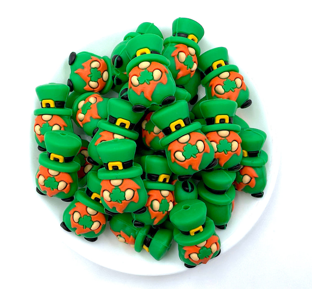 3D St Patrick's Day Gnome Silicone Focal Beads