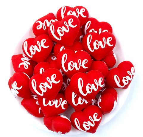 3D Valentine's Day Love Heart Silicone Focal Beads