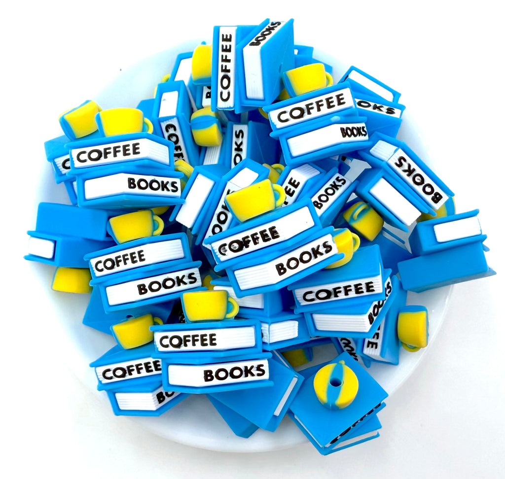 3D Coffee and Books Silicone Focal Beads