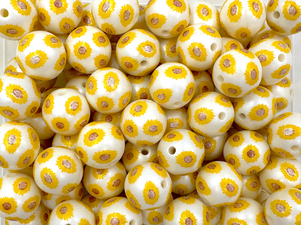 20mm Yellow Daisy Flower Chunky Beads