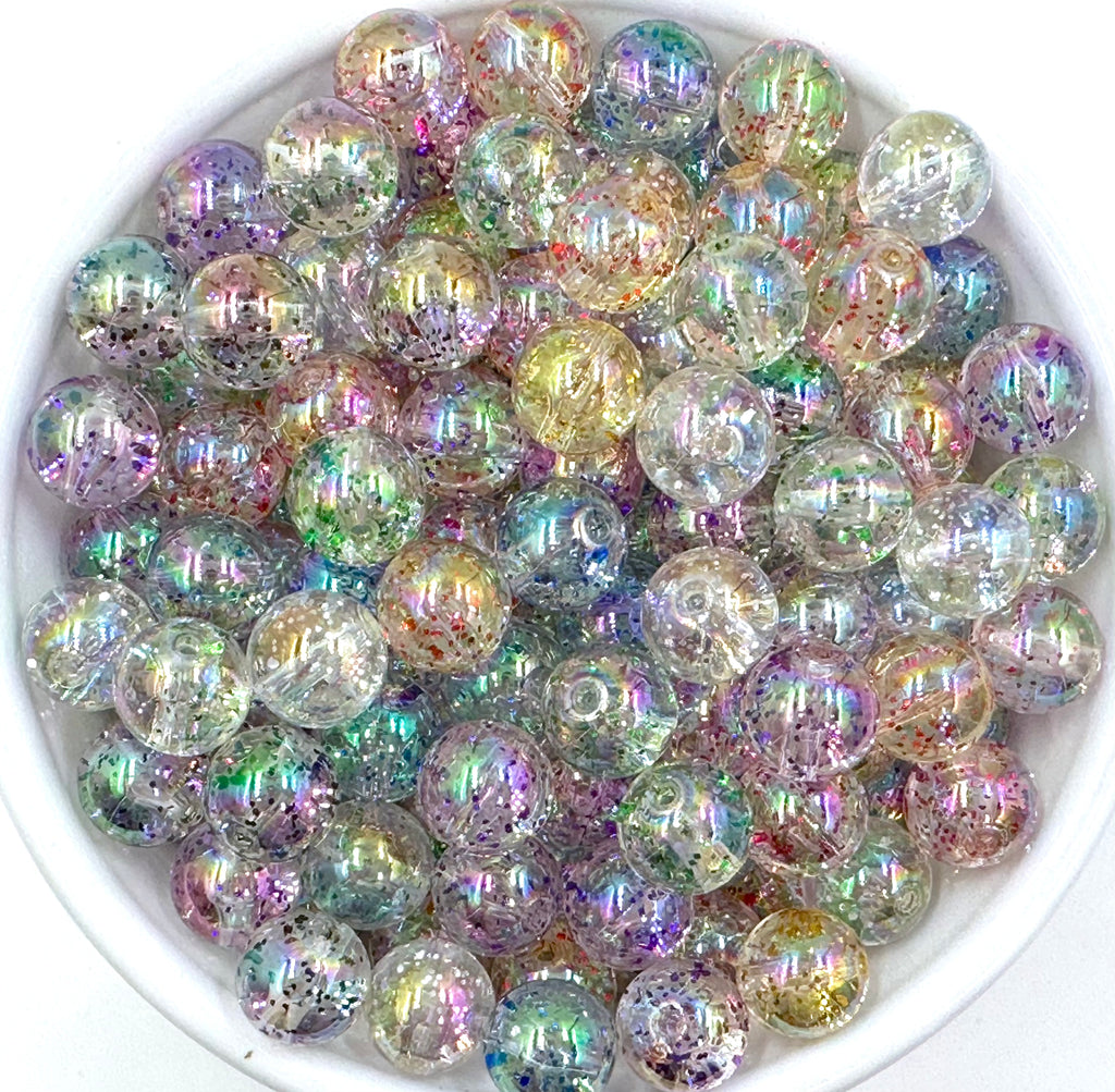 12mm Mixed Clear Glitter Mini Chunky Beads