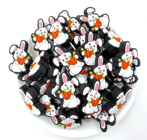 Easter Bunny with Carrot Silicone Focal Beads